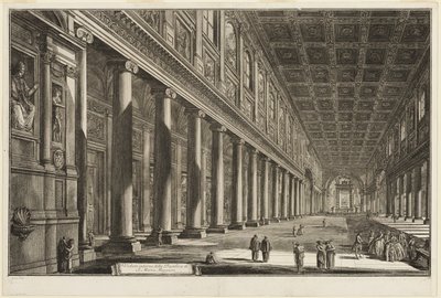 Views of Rome'dan S. Maria Maggiore Bazilikası'nın iç görünümü by Giovanni Battista Piranesi