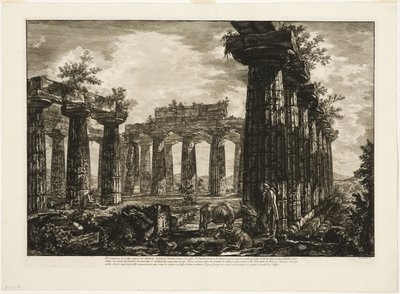 Paestum'un farklı görünümlerinden sözde College des Anfictions'ın iç görünümü by Giovanni Battista Piranesi
