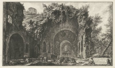 Nymphaeum van Egeria bij Roma Kaynağın görünümü ve Porta Capena veya di S. Seb.no (...) dışındaki Mısır Mağaraları (nesne üzerindeki başlık) Gezichten op Roma (dizi adı) Giambattista Piranesi mimar Ve (nez) ia tarafından tasarlanan ve oyulan Roma manzarala by Giovanni Battista Piranesi