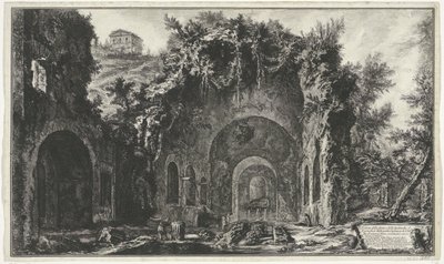 Nymphaeum van Egeria bij Roma Kaynağın görünümü ve Porta Capena veya di S. Seb.n (...) dışındaki Mısır Mağaraları (nesne üzerindeki başlık) Gezichten op Roma (dizi adı) Giambattista Piranesi mimar Ve (nez) ian tarafından tasarlanan ve oyulan Roma manzarala by Giovanni Battista Piranesi