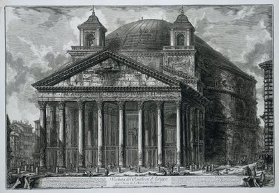 Panteon ve Roma Agrippa Panteonunun bugünkü görünümü S. Maria ad Martyres Kilisesi (nesne üzerindeki başlık) Gezichten op Roma (dizi adı) Giambattista Piranesi mimarı Ve (nez) iano tarafından tasarlanan ve işlenen Roma manzaraları (seri başlığı) by Giovanni Battista Piranesi