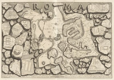 Tüm antik anıtların durumuyla çizilmiş Roma planı by Giovanni Battista Piranesi