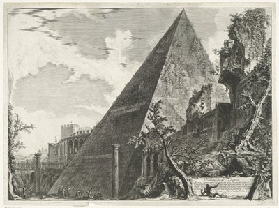 Piramide van Cestius te Roma Piramide di C. Cestio (nesne üzerindeki başlık) Gezichten op Rome (dizi başlığı) Giambattista Piranesi mimarı Ve (nez) iano tarafından çizilmiş ve oyulmuş Roma manzaraları (seri başlığı) by Giovanni Battista Piranesi