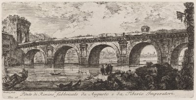 Augustus ve İmparator Tiberius tarafından yaptırılan Rimino köprüsü by Giovanni Battista Piranesi