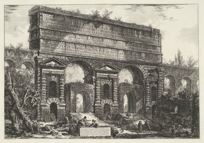 Porta Maggiore ve Roma İmparator Titus Vespasian tarafından dikilen anıtın görünümü (...) (nesne üzerindeki başlık) Gezichten op Roma (dizi adı) Giambattista Piranesi mimarı Ve (nez) iano tarafından tasarlanan ve işlenen Roma manzaraları (seri başlığı) by Giovanni Battista Piranesi