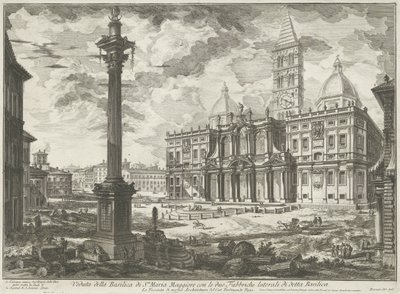 Santa Maria Maggiore te Roma Adı geçen Bazilika'nın iki yan Fabrikası ile Santa Maria Maggiore Bazilikası'nın görünümü (nesne üzerindeki başlık) Gezichten op Roma (dizi başlığı) Giambattista Piranesi mimar Ve (nez) ia tarafından tasarlanmış ve oyul by Giovanni Battista Piranesi