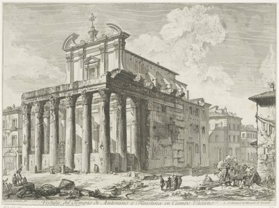 Tempel van Antoninus en Faustina te Roma Campo Vaccino'daki Antoninus ve Faustina Tapınağı'nın görünümü (nesne üzerindeki başlık) Gezichten op Roma (seri başlığı) Giambattista Piranesi mimarı Ve (nez) iano (seri başlığı) tarafından tasarlanmış ve o by Giovanni Battista Piranesi