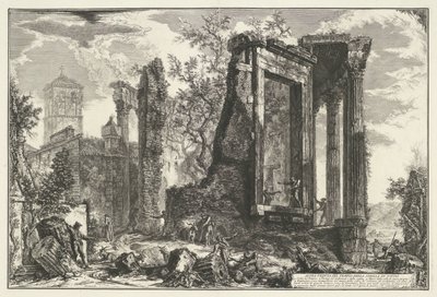 Tempel van Vesta en de Tempel van de Tiburtijnse Tivoli'deki Sibille Tivoli'deki Sibyl Tapınağı'nın Diğer Görünümü (nesne üzerindeki başlık) Gezichten op Roma (dizi başlığı) Giambattista Piranesi mimar Ve (nez) iano tarafından tasarlanmış ve oy by Giovanni Battista Piranesi