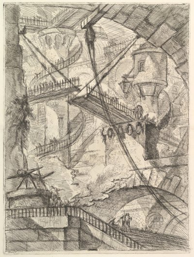 Carceri dinvenzione Hayali Hapishanelerden Asma Köprü, ca. 1749-50. by Giovanni Battista Piranesi