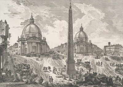 Piazza del Popolo'nun Piazza del Popolo Görünümü, yaklaşık. 1750. by Giovanni Battista Piranesi