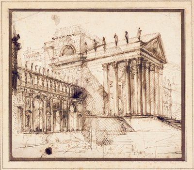 Ayrıntılı Neo-Klasik Binanın Portikosu ve Cephesi by Giovanni Battista Piranesi