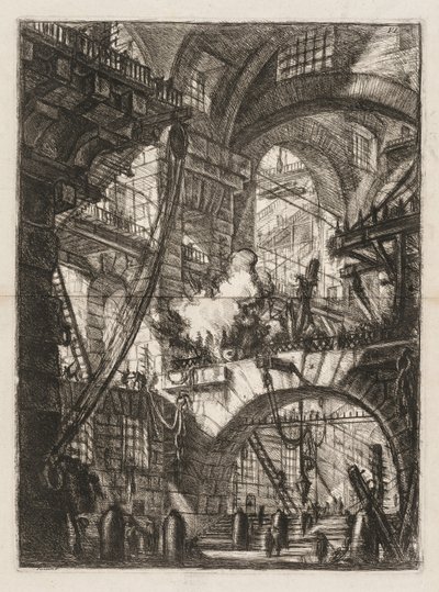 Hapishaneler: Merkezde Duman Ateşi Olan Kemerlere Bir Bakış. by Giovanni Battista Piranesi