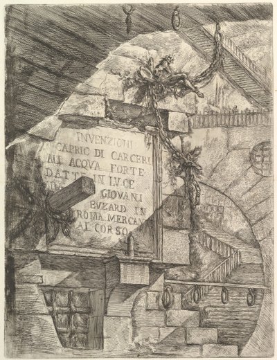 Başlık Sayfası, Carceri dinvenzione Hayali Hapishanelerden, yaklaşık. 1749-50. by Giovanni Battista Piranesi