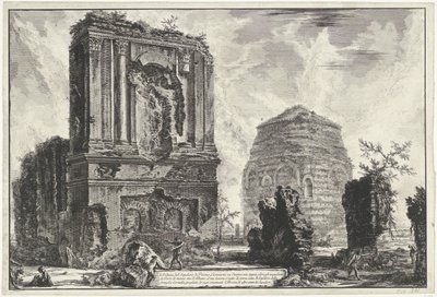 Tombes van Licinianus Piso en de Cornelius familie langs de Via Appia Gezichten op Roma (dizi başlığı) Giambattista Piranesi mimarı Ve (nez) iano tarafından tasarlanan ve oyulan Roma manzaraları (dizi adı) by Giovanni Battista Piranesi