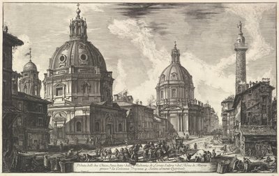 Trajans sütununun yakınında iki kilise, S. Maria di Loreto ve Santissimo Nome di Maria Ve ..., yaklaşık. 1762. by Giovanni Battista Piranesi