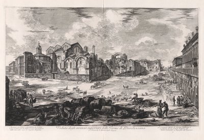 Diocletianus Hamamlarının Üst Harabelerinin Görünümü [Santa Maria degli Angeli kilisesini gösteren uzaktan görünüm]), Vedute di Roma