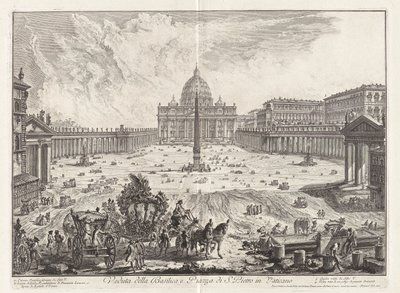 Bazilika manzarası ve Aziz Petrus Meydanı by Giovanni Battista Piranesi