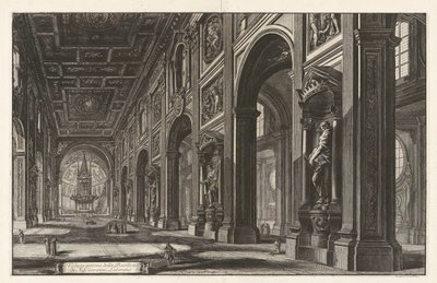 Vedute di Roma'dan San Giovanni Laterano Bazilikası'nın İç Görünümü (Roma Manzarası) by Giovanni Battista Piranesi