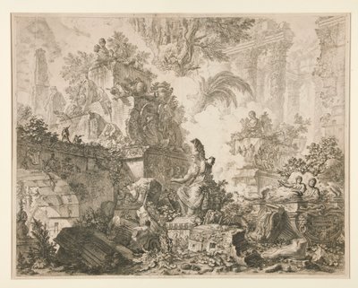 Roma Manzaraları: Minerva heykeli ile cephe by Giovanni Battista Piranesi