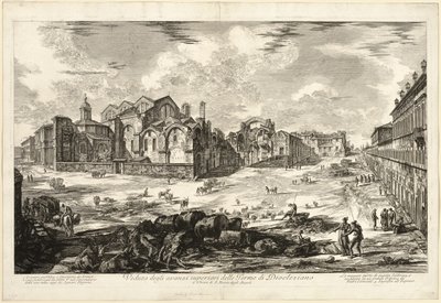 Diocletianus Hamamlarının Görünür Kalıntılarının Roma Manzarasından Görünümü by Giovanni Battista Piranesi