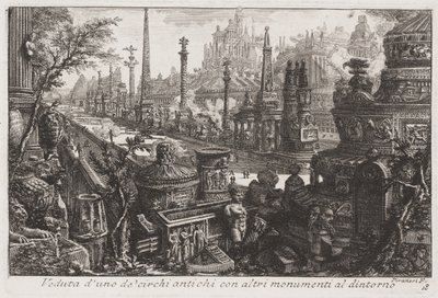 İçinde diğer anıtların olduğu eski bir sirk manzarası, c.1760 (gravür) by Giovanni Battista Piranesi