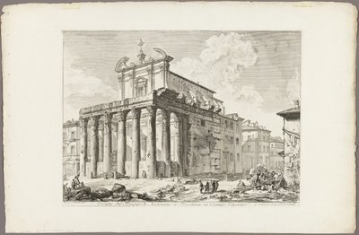 Roma Forumu'ndaki Antoninus Tapınağı ve Faustina'nın Roma Görünümünden Görünümü by Giovanni Battista Piranesi