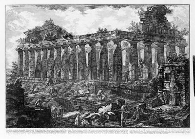 Paestum Tapınaklarının Görünümü (litho) by Giovanni Battista Piranesi