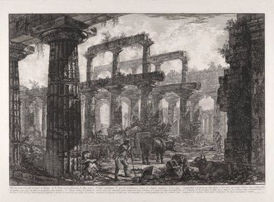 Neptün Tapınağı Cella Kalıntılarının Farklı Görünümlerden Görünümü by Giovanni Battista Piranesi