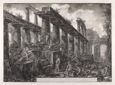 Neptün Tapınağı Cella Kalıntılarının Farklı Görünümlerden Görünümü by Giovanni Battista Piranesi