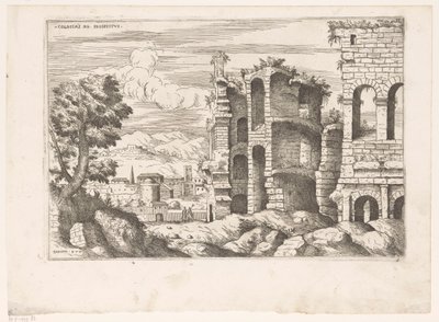 Gezicht op het Colosseum sizi bir araya getiriyor Roma Colosseum ro vistas (nesne üzerindeki başlık) Romeinse harabeleri (dizi adı) Antik Roma Dönemi Yıkılmış Anıtları Üzerine Bazı Notlar (...) (dizi adı) by Giovanni Battista Pittoni (I)