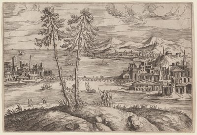 İki Ağaçlı Manzara by Giovanni Battista Pittoni