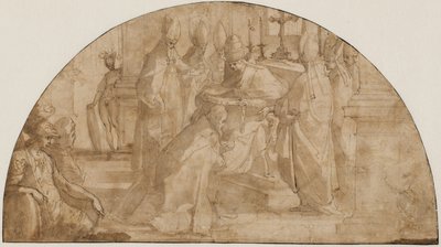 Bir piskoposu kutsayan bir papa: bir lunette için çalışma by Giovanni Battista Ricci