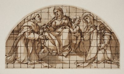 Madonna ile Lunette ve Assisi Aziz Francis ve Sienalı Catherine ile Çocuk by Giovanni Battista Ricci