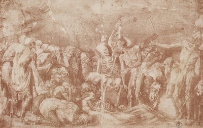 Toplanan Yaşayanlar ve Ölüler Çalışması (kağıt üzerinde iyimser) by Giovanni Battista Rosso Fiorentino