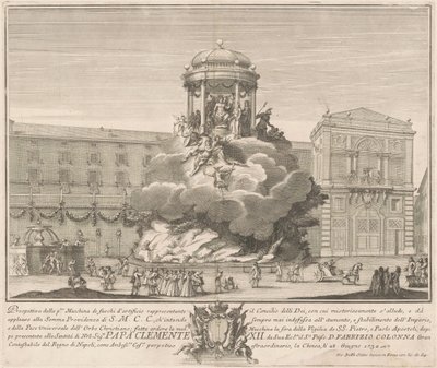 1732 Chinea için Prima Macchina: Tanrıların Konseyi by Giovanni Battista Sintes, after Nicola Michetti