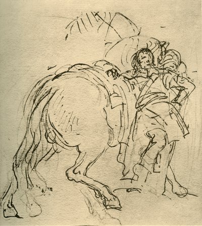Atına yaslanmış bir binici, c1740s, 1928 by Giovanni Battista Tiepolo