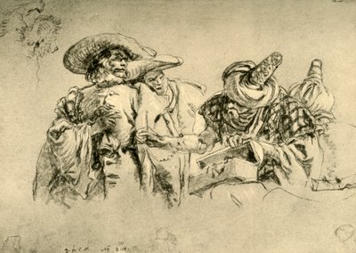 Mücevherlerde Doğulu Bir Satıcı ve iki Avrupalı Tüccar, 1752-1753, 1928 by Giovanni Battista Tiepolo