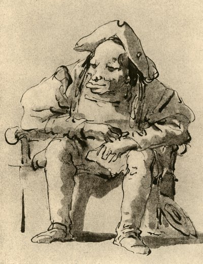 Oturan bir adamın karikatürü, 18. yüzyılın ortaları, 1928 by Giovanni Battista Tiepolo