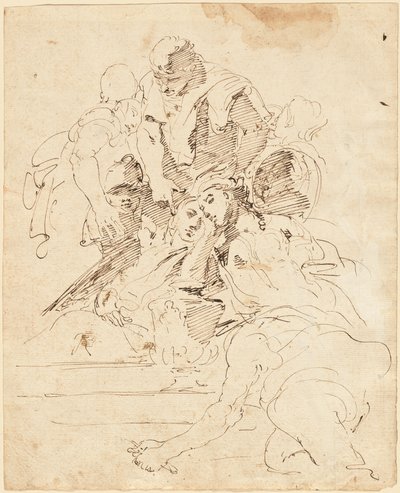 Bir Urn Etrafında Toplanmış Klasik Figürler by Giovanni Battista Tiepolo