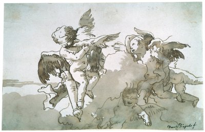 Güvercinler ve Meşale ile Aşk Tanrısı, 17. yüzyıl by Giovanni Battista Tiepolo