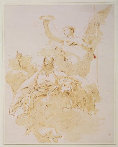 Porto Ailesinin Yüceltilmesi, c.1755-60 (kalem, kahverengi mürekkep ve yıkama, siyah tebeşir) by Giovanni Battista Tiepolo
