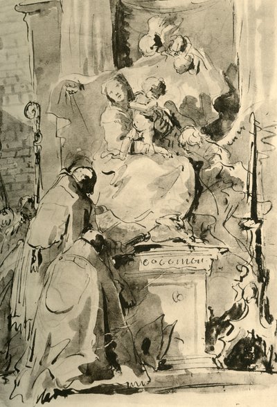 Madonna tahta çıktı ve iki Piskopos, 18. yüzyılın ortaları, 1928 by Giovanni Battista Tiepolo