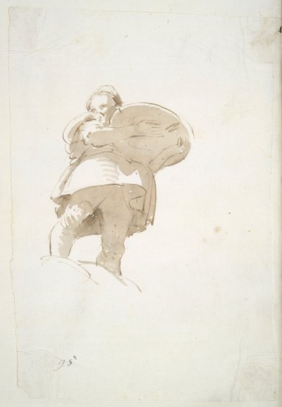Aşağıdan görülen bir tepsi taşıyan erkek figürü by Giovanni Battista Tiepolo