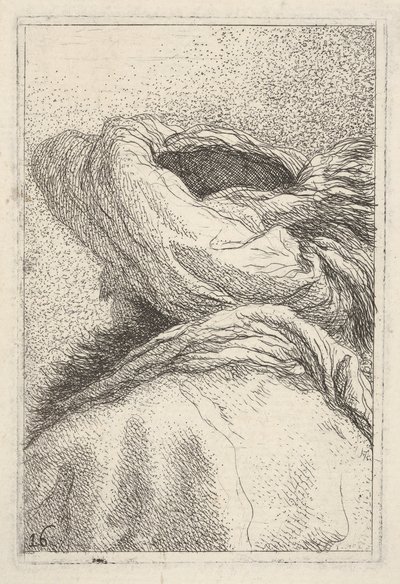 Dörtte üç görünümde arkadan büst uzunluğu formatında tasvir edilen sarıklı adam, fr..., yakl. 1770. by Giovanni Battista Tiepolo