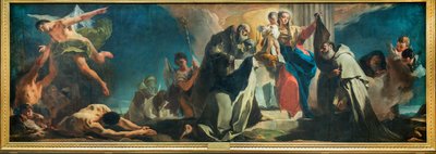 Aziz Simon Stock, Avila Teresa, Vercelli Albert, Peygamber İlyas ve Araf Ruhları arasında Carmel Our Lady, 1745 by Giovanni Battista Tiepolo