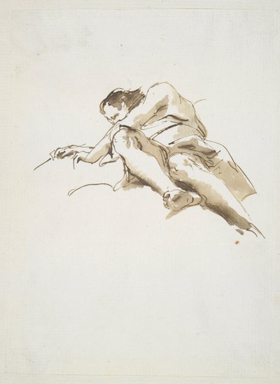 Aşağıdan görülen uzanmış erkek figürü by Giovanni-Battista Tiepolo