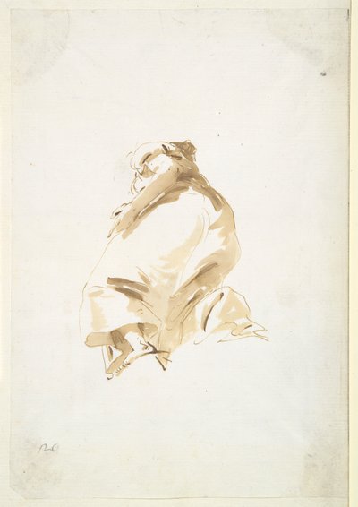 Arkadan ve aşağıdan görülen ayakta kadın figürü by Giovanni Battista Tiepolo