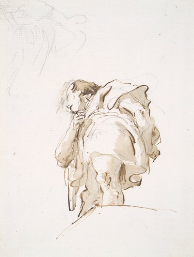 Aşağıdan eğik görülen ayakta erkek figürü by Giovanni Battista Tiepolo