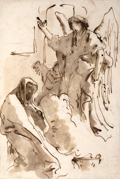 Müjde, c.1757-62 (kalem ve mürekkep, kağıt üzerinde wc ve grafit) by Giovanni Battista Tiepolo