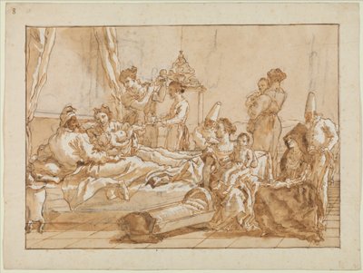 Bebek Punchinello Ebeveynleriyle Yatakta, 1800 dolayları by Giovanni Battista Tiepolo